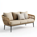 Canap¨¦ de jardin 2 places beige et noir en corde de polypropyl¨¨ne 180 x 78 x 78 cm droit