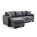 Canap¨¦ d'angle 3 places gris anthracite 225 x 150 x 88 cm polyester forme L