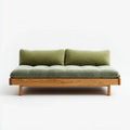 Canap¨¦ 3 places vert olive en polyester avec structure en ch¨ºne massif 200 x 85 x 78 cm