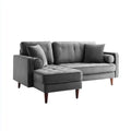 Canap¨¦ d'angle gauche 3 places gris anthracite 220 x 145 x 85 cm en velours polyester forme rectangulaire