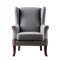 Fauteuil berg¨¨re gris en polyester 78 x 85 x 108 cm avec pieds en bois massif
