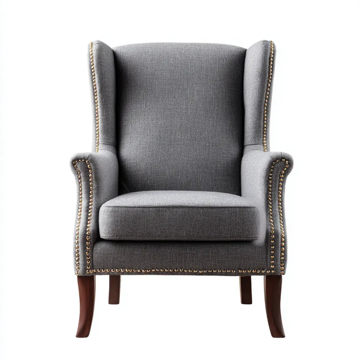 Fauteuil berg¨¨re gris en polyester 78 x 85 x 108 cm avec pieds en bois massif