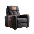 Fauteuil relax ¨¦lectrique inclinable gris anthracite et marron en polyester et PU forme rectangulaire 90 x 92 x 103 cm