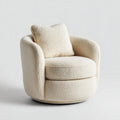 Fauteuil pivotant en bouclette polyester cr¨¨me avec coussin rond 82 x 80 x 75 cm