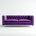 Canap¨¦ 3 places Chesterfield violet en velours de polyester rectangulaire 230 x 95 x 78 cm