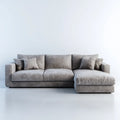 Canap¨¦ d'angle 3 places gris en microfibre polyester avec m¨¦ridienne droite 290 x 165 x 85 cm