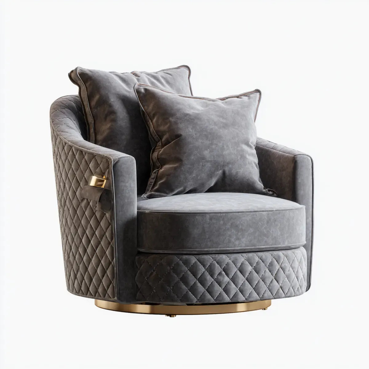 Fauteuil de salon gris anthracite en velours de polyester matelass¨¦ avec coussins 90 x 85 x 78 cm