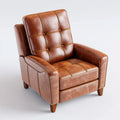 Fauteuil de salon capitonn¨¦ en similicuir PU marron rectangulaire 85 x 90 x 105 cm