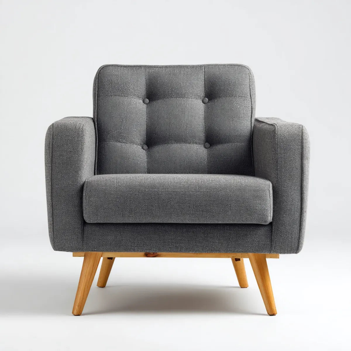 Fauteuil scandinave gris fonc¨¦ 1 place 80 x 78 x 86 cm polyester mousse pieds en bois massif forme rectangulaire