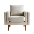 Fauteuil de salon beige 82 x 84 x 88 cm en polyester avec pieds en bois d'h¨¦v¨¦a