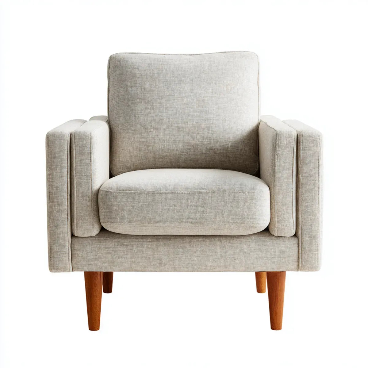 Fauteuil de salon beige 82 x 84 x 88 cm en polyester avec pieds en bois d'h¨¦v¨¦a